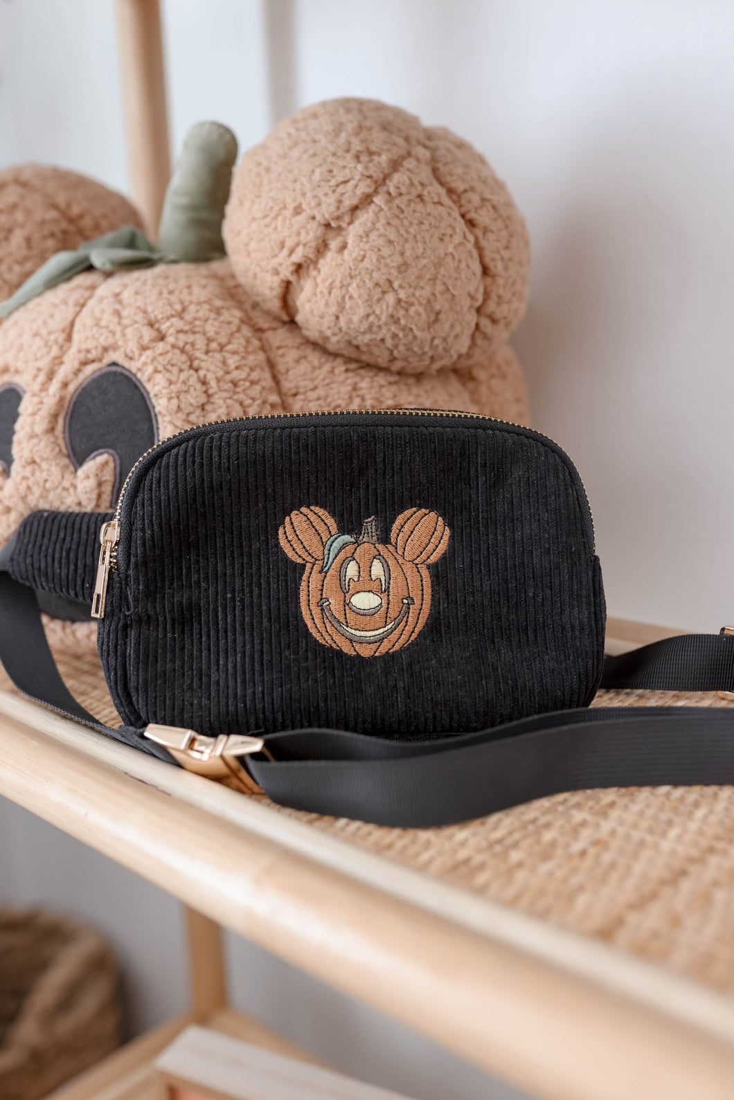 Black Corduroy Pumpkin Fanny Pack