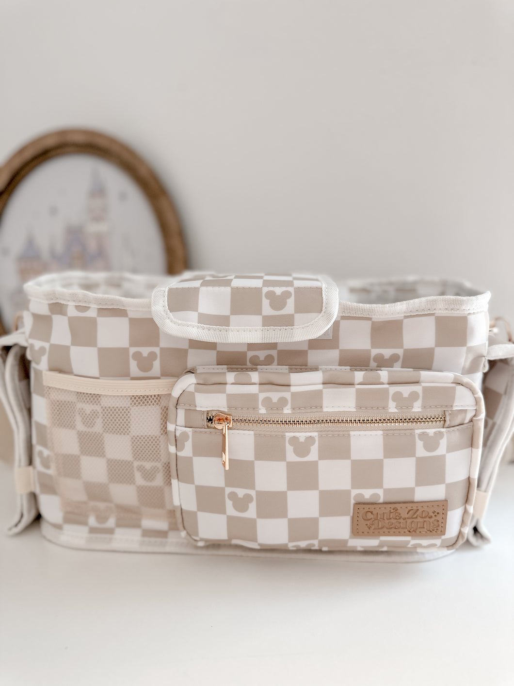 Nude Checkered Stroller Caddy